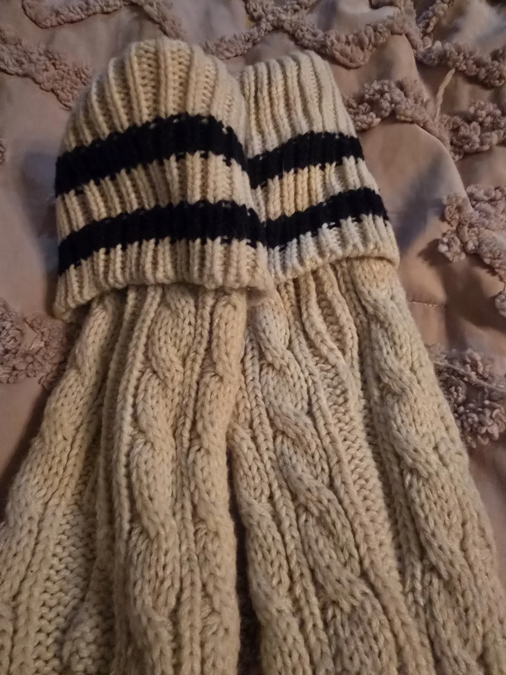 Free People Ivory Cable-Knit Over-The-Knee Socks